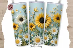 3D Paper Daisy Sunflower Tumbler Wrap PNG Product Image 1