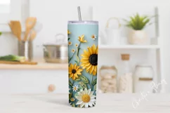 3D Paper Daisy Sunflower Tumbler Wrap PNG Product Image 2