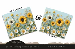3D Paper Daisy Sunflower Tumbler Wrap PNG Product Image 3
