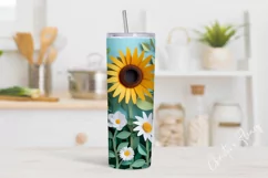 3D Paper Daisy Sunflower Tumbler Wrap PNG Product Image 2