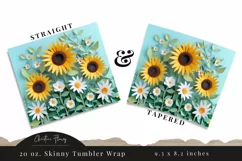 3D Paper Daisy Sunflower Tumbler Wrap PNG Product Image 3