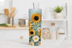 3D Paper Daisy Sunflower Tumbler Wrap PNG Product Image 2