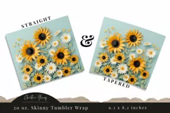 3D Paper Daisy Sunflower Tumbler Wrap PNG Product Image 3