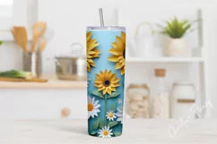3D Paper Daisy Sunflower Tumbler Wrap PNG Product Image 2