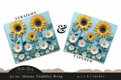 3D Paper Daisy Sunflower Tumbler Wrap PNG Product Image 3