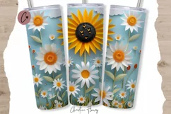 3D Paper Daisy Sunflower Tumbler Wrap PNG Product Image 1