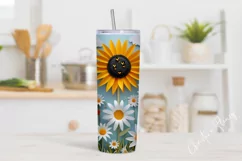 3D Paper Daisy Sunflower Tumbler Wrap PNG Product Image 2