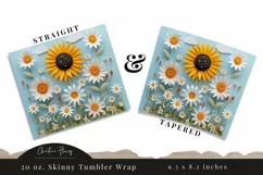 3D Paper Daisy Sunflower Tumbler Wrap PNG Product Image 3