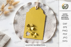 3D Paper Tag. Gift tag Template Paper Cut. Flowers SVG Product Image 1