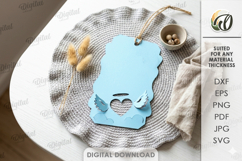 3D Paper Tag. Gift tag Template Paper Cut. Heart SVG Product Image 1