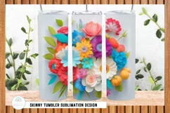 3D Colorful Flowers Tumbler Sublimation PNG Product Image 2