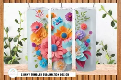 3D Colorful Flowers Tumbler Sublimation PNG Product Image 3