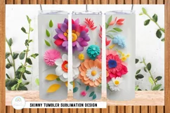 3D Colorful Flowers Tumbler Sublimation PNG Product Image 4
