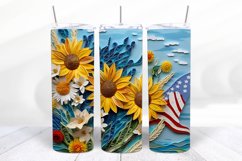 3D Patriotic 20 oz Skinny Tumbler Wrap Design