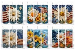 3D Patriotic 20 oz Skinny Tumbler Wrap Design