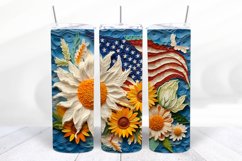 3D Patriotic 20 oz Skinny Tumbler Wrap Design