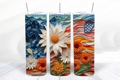 3D Patriotic 20 oz Skinny Tumbler Wrap Design