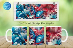 3D Patriotic Butterfly And Flowers 11, 12 &amp; 15 Oz Mug Product Image 1
