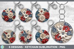 Bundle of six 3D USA Flowers Keychain designs.