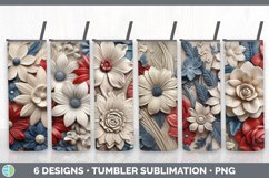 Bundle of six 3D USA Flowers Tumbler designs.