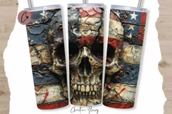 3D Patriotic Skull Tumbler Wrap PNG Product Image 1