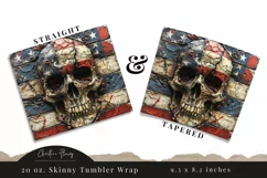 3D Patriotic Skull Tumbler Wrap PNG Product Image 3
