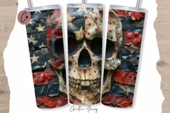 3D Patriotic Skull Tumbler Wrap PNG Product Image 1