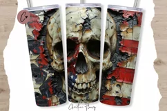 3D Patriotic Skull Tumbler Wrap PNG Product Image 1