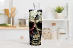 3D Patriotic Skull Tumbler Wrap PNG Product Image 2