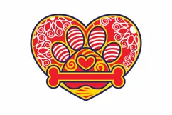 3D Layered Paw inside Heart Laser Cut, Pet Paw Love Heart Product Image 2