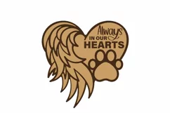 3D Layered Paw with Heart and Wings | Always in our Hearts Product Image 2