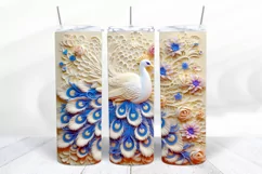 3D Peacock 20 oz Skinny Tumbler Wrap Sublimation Design