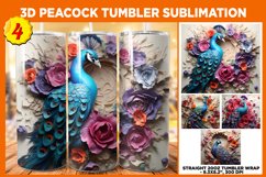 3D Peacock with Flowers 20 oz Tumbler Wrap, Skinny Tumbler, Peacock Tumbler, Peacock 20oz Sublimation Bundle, Peacock Sublimation Wraps, Sublimation Bundle, Instant Download, Peacock Tumbler PNG, Digital Paper