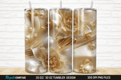 3D Pearl Gold Flower 20/30oz Skinny Tumbler Product Image 1