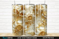 3D Pearl Gold Flower 20/30oz Skinny Tumbler Product Image 1