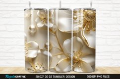 3D Pearl Gold Flower 20/30oz Skinny Tumbler Product Image 1