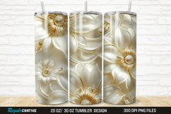 3D Pearl Gold Flower 20/30oz Skinny Tumbler Product Image 1
