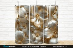 3D Pearl Gold Flower 20/30oz Skinny Tumbler Product Image 1