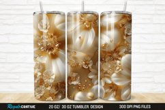 3D Pearl Gold Flower 20/30oz Skinny Tumbler Product Image 1