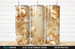 3D Pearl Gold Flower 20/30oz Skinny Tumbler Product Image 1