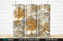 3D Pearl Gold Flower 20/30oz Skinny Tumbler Product Image 1