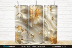 3D Pearl Gold Flower 20/30oz Skinny Tumbler Product Image 1