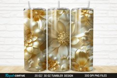 3D Pearl Gold Flower 20/30oz Skinny Tumbler Product Image 1