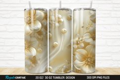 3D Pearl Gold Flower 20/30oz Skinny Tumbler Product Image 1