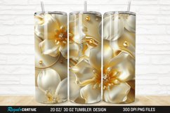 3D Pearl Gold Flower 20/30oz Skinny Tumbler Product Image 1