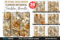3D Pearl Gold Roses Flowers Botanical Tumbler Bundle Product Image 1