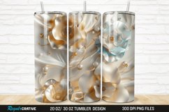 3D Pearl Gold Roses Flowers Botanical 20/30oz Skinny Tumbler Product Image 1