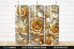 3D Pearl Gold Roses Flowers Botanical 20/30oz Skinny Tumbler Product Image 1