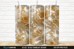 3D Pearl Gold Roses Flowers Botanical 20/30oz Skinny Tumbler Product Image 1