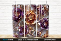 3D Pearl Gold Roses Flowers Botanical 20/30oz Skinny Tumbler Product Image 1